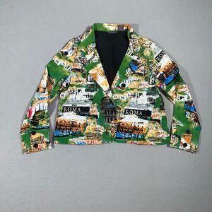 French & Postcards Blazer Womens Large Green Roma Italian Scenery All over print